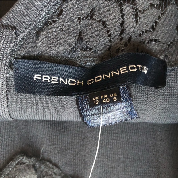 NWT French Connection Katie Crepe Lace Detailed Sleeveless V Neck Dress in Grey - Picture 11 of 14